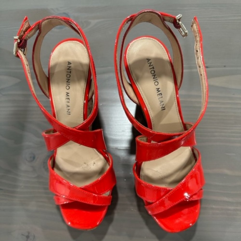 Antonio Melanie Orange Wedge Size 6